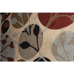 CREAM & COLOURED CIRCLE & PLANT PATTERN AREA RUG