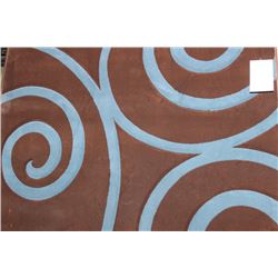 BLUE & DARK BROWN SWIRL PATTERNED AREA RUG