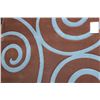 Image 1 : BLUE & DARK BROWN SWIRL PATTERNED AREA RUG