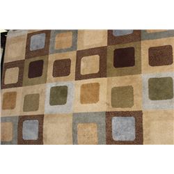 BEIGE MULTI COLOURED TILE PATTERN AREA RUG