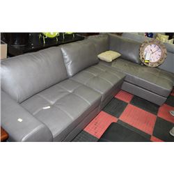 NEW GREY LEATHERETTE CHAISE LOUNGE SECTIONAL