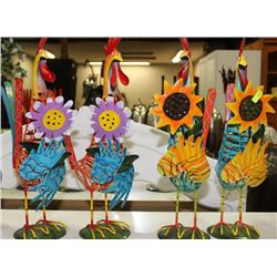 SET OF 4 ROOSTER ORNAMENTS