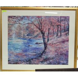 GOLD TONE FRAMED AUTUMN TAPESTRY PRINT