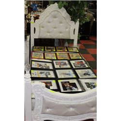 WHITE CARVED STYLE SINGLE BED W/ FAUX CRYSTAL BED