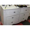Image 1 : WHITE CARVED STYLE 6 DRAWER DRESSER & MIRROR