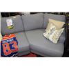 Image 2 : 4 PIECE GREY FABRIC CORNER SECTIONAL WITH THROW