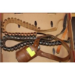 2 SHOTGUN BELTS & FLASK IN HOLSTER