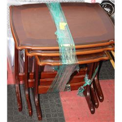 3 WOODEN STACKING TABLES