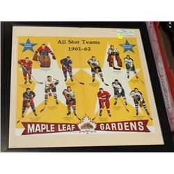 1962 FRAMED NHL ALL STAR POSTER