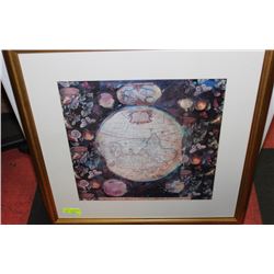 WORLD GLOBE FRAMED PICTURE