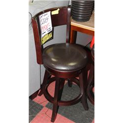 24" WOOD & LEATHERETTE SWIVEL STOOL