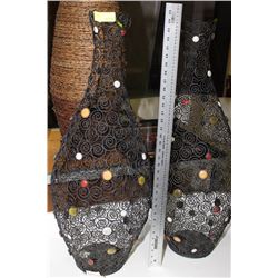 PAIR OF METAL SWIRLED VASES