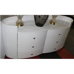 WHITE 6 DRAWER OVAL SHAPED DRESSER