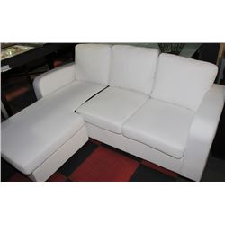 WHITE LEATHERETTE L SHAPED SECTIONAL
