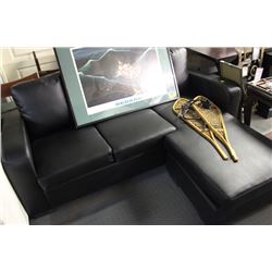 BLACK LEATHERETTE L SHAPED SECTIONAL