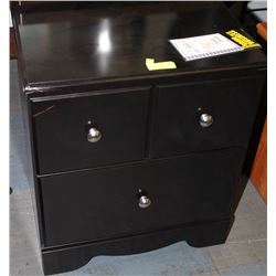 BLACK 2 DRAWER NIGHT TABLE * DAMAGED CORNER*