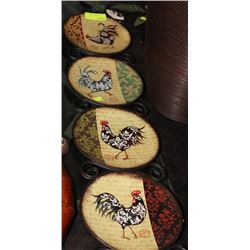 METAL ROOSTER 4 PLATE WALL ART