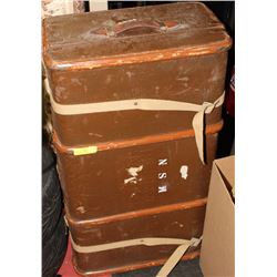 VINTAGE 1957 LARGE STEAMER TRUNK FROM ENGLAND