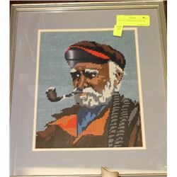 VINTAGE FISHERMAN PETIT-POINT