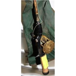 BRASS PFLUEGER 1944 REEL WITH ROD & CASE