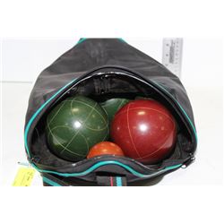 SET OF BOCCHE BOWLING BALLS AND BAG