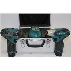 2 MAKITA CORDLESS DRILLS IN METAL CASE