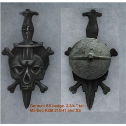 GERMAN SS SKULL & KNIFE BADGE