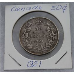 1921 CANADIAN 50¢ PIECE