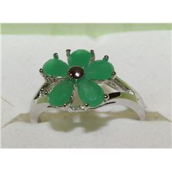 NATURAL EMERALD, SILVER .925% RING SIZE 8.5 (2.8G)