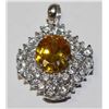 Image 1 : SILVER PENDANT .999% - LAB-CITRINE AND CZ 9.6G