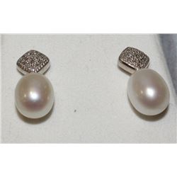 LADIES DIAMOND PEARL EARRINGS