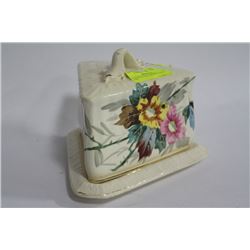 GERMAN FLORAL LIDDED CHEESE DISH
