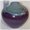 Image 1 : DESIGNER PURPLE AND BLUE CERAMIC VASE W/ WOOD BASE