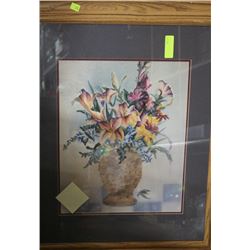 OAK FRAMED VASE PICTURE