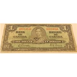 1937 CANADA 1 DOLLAR BANKNOTE