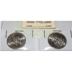 1996 CANADA FIFTY CENT COINS