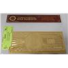 Image 1 : 99.9% 24K GOLD LEAF $100 AMERICAN DOLLAR BILL