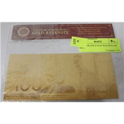 99.9% 24K GOLD LEAF $100 DOLLAR BILL
