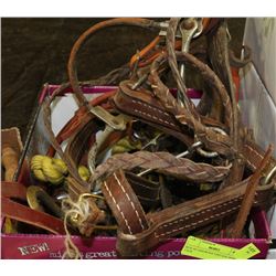 BOX OF ASSORTED VINTAGE HORSE TACK