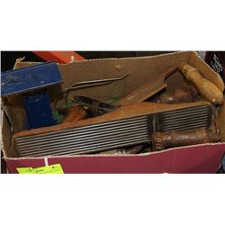 BOX OF ANTIQUE & VINTAGE TOOLS & OBJECTS