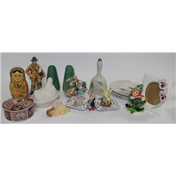 TRAY OF ASSORTED CHINA AND PORCELAIN FIGURES