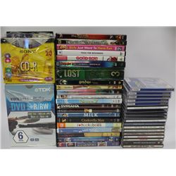 BOX OF BLANK CDS & DVDS