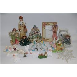 BOX OF COLLECTIBLE ORNAMENTS INCLUDING PICTURE