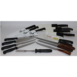 CLEAR BIN W/WILKINSON SWORD SELF SHARPENING KNIVES