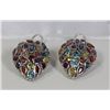 Image 1 : #14- PAIR OF 925 STERLING SILVER MULTI-COLORED