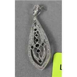 #9- 925 SILVER DIAMOND PENDANT WITH BLACK ONYX