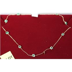 #38- LADIES 10K GOLD EMERALD NECKLACE