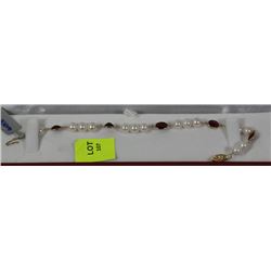 #15- 14K GOLD RUBY & CULTURED PEARL BRACELET