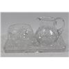 Image 1 : ESTATE PINWHEEL CRYSTAL CREAM & SUGAR SET W / TRAY