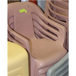 23 PEACH PLASTIC STACKING CHAIRS